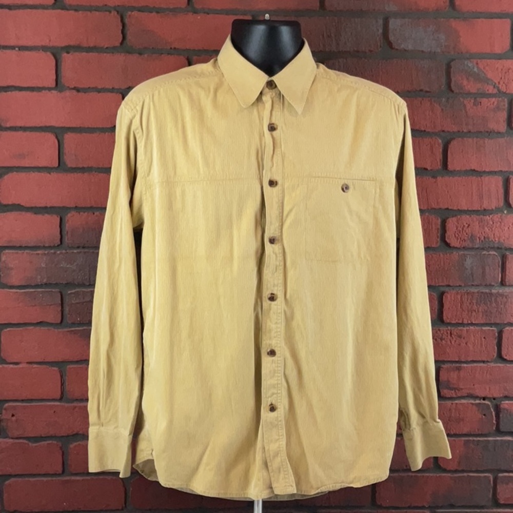 Axis Woman's‎ Medium Ribbed Silk Button Up Shirt – Mustard Yellow, Casual